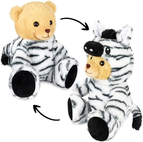 BRUBIES Teddy Zebra - 25 cm Teddybär im Zebrakostüm mit Kapuze - Plüschtier für kuschelige Abenteuer - Kuscheltier Geschenk für Kinder - Schwarz und Weiß