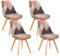 Lot de 4 chaises de salle à manger scandinaves modernes en patchwork pour cuisine et bureau avec pieds en bois de hêtre - Meuble élégant pour salle à manger et espaces de vie - Rose