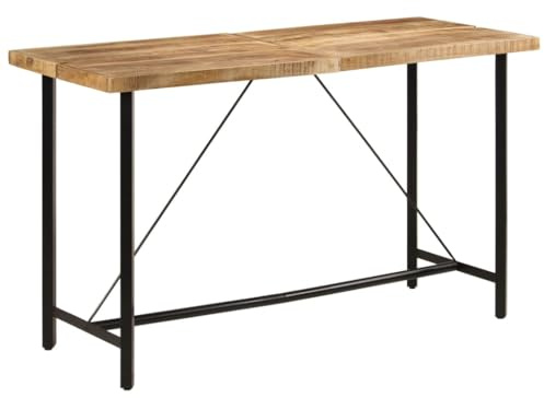 WKIEQACO Mesa de bar de 180 x 70 x 107 cm, madera maciza de mango y mesas de planchado, mesas de cocina y comedor