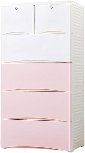 Armoire de rangement en plastique épais à 4 couches pour vêtements d'enfants, commode élégante blanche et rose pour chambre d'enfant, durable et spacieuse.