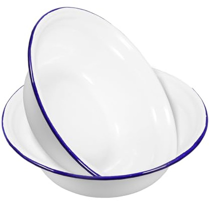 HIAKDOFT 2 pezzi Ciotole Zuppa Smaltate Bacinelle Retro Resistenti e Facili da per Minestre Noodles e Frutta