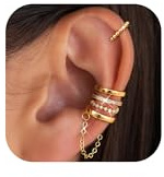 Adramata 5Pcs Ear Cuff Faux Piercing Oreille pour Femme Manchettes d'Oreille Hypoallergénique Clips Oreilles Non Percées Ajustable Boucle Oreille Sans Trou pour Cartilage Helix Plaqué Or/Argent