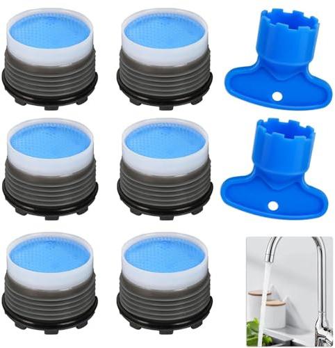 JOOTUEPO 6 Pièces Mousseur Robinet, Aérateurs de Robinet Universels M18.5 et 2 Clé, Embout Brise Jet Robinets, Filtre Économie d'eau pour Remplacement de Salle de Bains et Cuisine