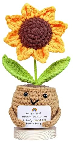 Sarvvte Handmade Positive Sunflower Crochet Doll, Gifts for Women | Sunflowers Card - Cute Decorative Hanging Ornaments Friendship Gifts for Birthday