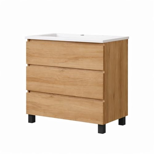 Baikal Mueble de Baño REN. 80cm Teka. Incluye Lavabo. Entrega Montado. Mueble con Patas. 3 Cajones con Cierre Amortiguado.