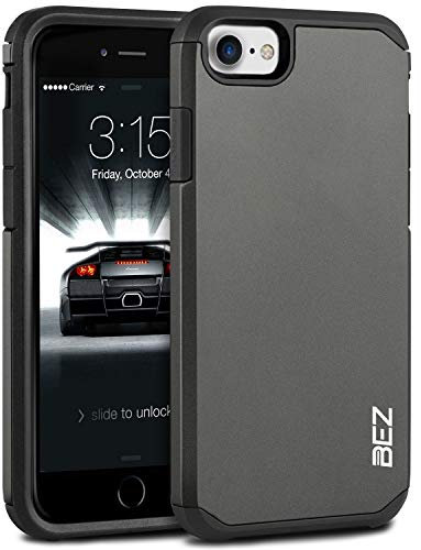 BEZ Shockproof Case for iPhone SE 2020, 8, 7 - Dual Layer Tough Cover, Gray