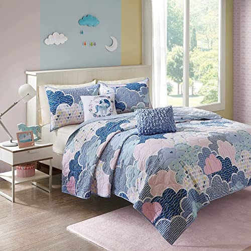 Intelligent Design Kids Cotton Playful Blue Twin Quilt Set, 4pc