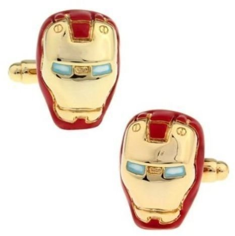 5starwarehouse® Manschettenknöpfe in Geschenkbox für Herren, Schmuck, für Büro, Weihnachten, Party, als Geschenk für Ihn, stahl, Red Ironman