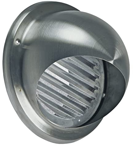 Abluft Haube Aussenhaube Anschluss 125mm Edelstahl Rund Lamellen Insektendraht