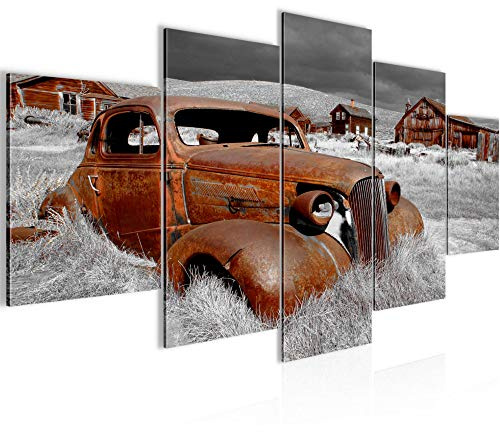 Runa Art - Bilder Auto Oldtimer 200 x 100 cm 5 Teilig XXL Wanddekoration Design Braun Grau 602151b