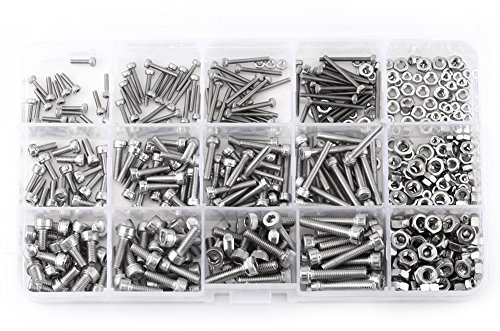 Coffret de 480pcs M2/M3/M4 Boulons Vis Ecrous à Tête Allen Six Pans Creux Assortiment en Acier Inoxydable 304