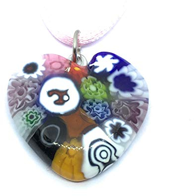 Muranoglas Herz-Anhänger Muranoglas Millefiori-Herz 2,7 cm x 2,7 cm – inklusive Geschenkbox und Echtheitszertifikat