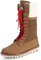 Polar Damen Kunstpelz Warm Thermal Wasserdicht Draussen Gehen Schnee Winter Gummisohle Wadenstiefel - Tan/Beige Lammfell - UK10/EU43 - YC0601