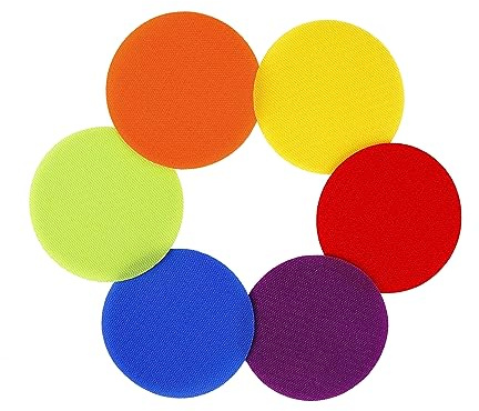 HONGXIN-SHOP Teppich-Marker Runde Sport-Punkt Bunte Kreise Teppich Markierung Ideal für Klassenzimmer Sitz-Marker Kinderspiel-Training Lehrer Early Lern Kindergarten Vorräte 6 Farben 30 Stück