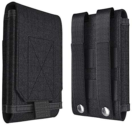 PiTau Army Molle Tasche für Handy - Große Größe Handy Gürtelhalter Tasche Holster Cover Case für Großbildschirm Handy mit Otterbox Akku oder andere dicke Hülle auf Schwarz