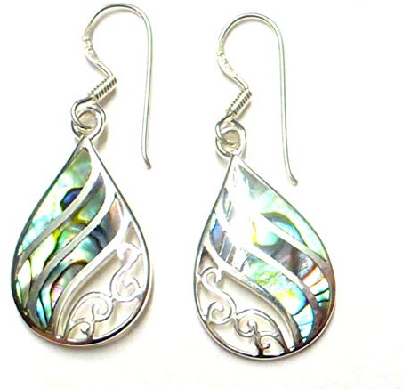 Abalone Ohrringe 925 Sterling Silber – Ohrhänger mit echter Muschel, schimmernder Damenschmuck elegant