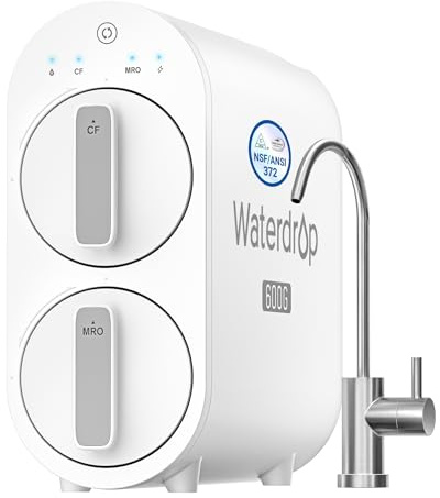 Waterdrop G2P600 Reverse Osmosis System, TDS Reduction, 7 Stage Water Filtration, NSF/ANSI 372 Certified, 600 GPD Tankless RO Water Filter System, Under Sink, 2:1 Pure to Drain
