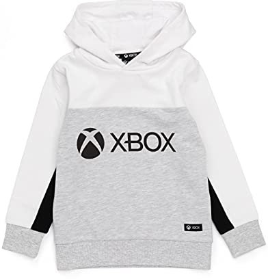 Xbox Hoodie For Boys & Girls | Kids White Grey Game Console Logo Hooded Sweatshirt | Childrens Gamers Jacket Clothing Merchandise 8-9 Years