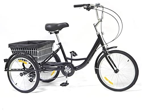 SHZICMY Dreirad Für Erwachsene, 3 Rad Fahrrad Trike Bike Radfahren für Erwachsene und Senioren (8 Gang, 20 Zoll, Schwarz)