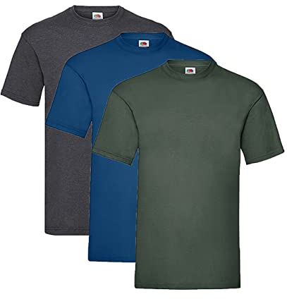 Fruit of the Loom Valueweight T-Shirt Various Colour Sets S M L XL XXL 3XL 4XL 5XL, 1 x dark heather + 1 x navy + 1 x bottle green + 1 x purchase notepad, XL