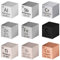 9-teiliges Elementwürfel-Set, 10 mm Dichte, Periodensystem, reines Metall, Würfel, Zink, Kupfer, Bismut, Aluminium, Eisen, Carbon, Titan, für Elementsammlungen, Material-Hobbys