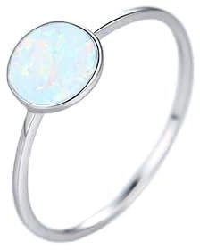 LOKILOKI Bagues D'opale De Feu Rondes Minimalistes De 7mm pour Femmes Bleu/Vert/Blanc Anneaux De Cercle Mince Coloré Accessoires De Bijoux en Argent 925