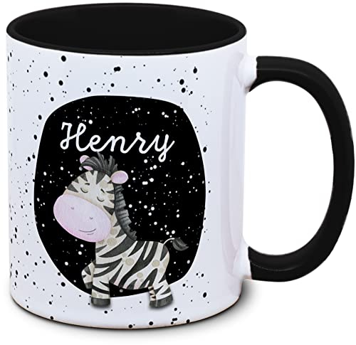 Tassenkasper - Tasse für Kinder mit Name und Zebra - in 12 Farben - Ostergeschenk, Einschulung, Kindergarten, Weihnachten