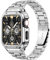 MioHHR Metallbänder mit Gehäuse kompatibel für Apple Watch Armband 45 mm, stoßfestes Edelstahlgehäuse und Ersatzband mit Fall für iWatch Series 9/8/7 für Herren（Silber