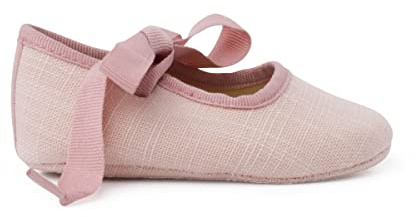 Pisamonas Ballerine con Cinturino Neonata in Lino con Fiocco Faglia
