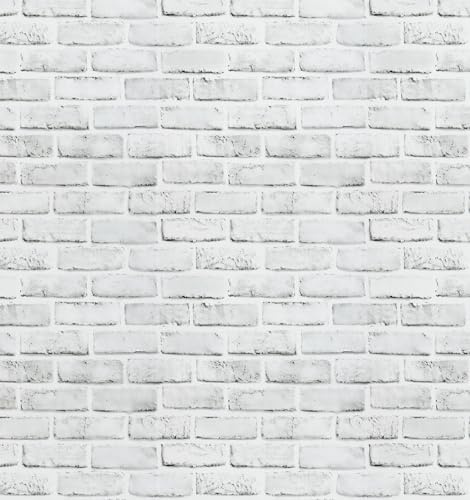 Timeet Brick Wallpaper Peel and Stick Wallpaper White Grey Brick Wallpaper Self Adhesive Removable Wall Paper for Bedroom Living Room Decoration 17.7in x 393.7in