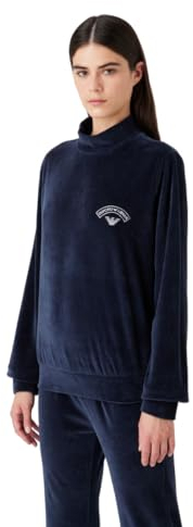 Emporio Armani Damen Emporio Armani Women's Sweater Ribbed Velour Sweatshirt, Marine, XS EU