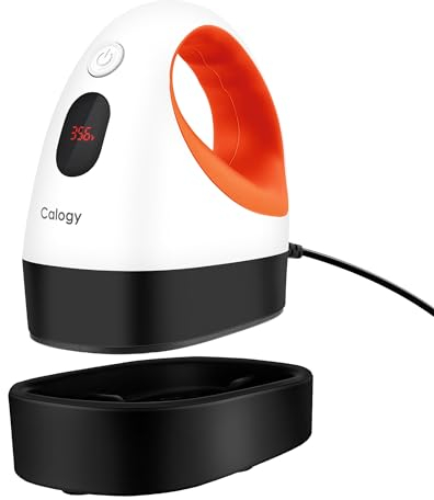 Calogy Mini Presse à Chaud, Machine Impression Textile Petit, Portable Mini Fer avec Affichage LED, 3 Niveaux Contrôle de la Température, Base Sécurité Isolée pour Tee Shirt, Casquett(Blanc Orange)