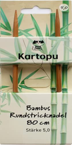 Bambus Rundstricknadel 80cm verschiedene Stärken- neu mit hochwertigem Metallseil- Stricknadel aus glatt poliertem Bambus (5,0mm)