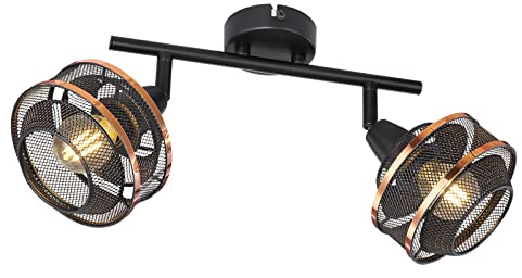 bmf-versand® Deckenleuchte Wohnzimmer 2-flammig - Moderne Deckenlampe Schlafzimmer aus metall - Deckenstrahler schwarz goldfarben Länge 275 mm E14-Fassung