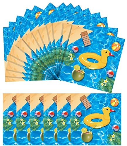 Beach Party Supplies Tableware - Beach Paper Plates - Pool Party Napkins Summer Hawaiian Beach Paper Cups for Child Birthday
