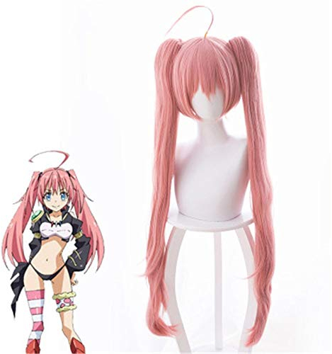 ydound Anime Coser wig Tensei Shitara Slime Datta Ken Cosplay Wigs Milim Nava Costume Wigs Pink Ponytails Heat Resistant Synthetic Hair Role Play Wig