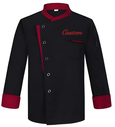 Unisexo Conjunto De Chaqueta De Chef Personalizada Con Gorro Delantal Manga Larga Abrigo De Chef Con Botones Kit De Uniforme De Trabajo Para Servicio De Alimentos Para Hombre Y Mujer