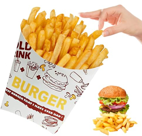 KUIZHEN Pommes Frites Becher, 50 Stück Groß Pommes Frites Boxen Popcorn Boxen Snack Container Einweg Papier Becher Geeignet für Burger Geschäft Home Reisefilm Nachtparty