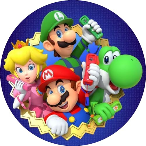 Cialda Rotonda Per Torte - Cialda in Ostia Super Mario- Disco di Diametro 20cm - Cialda Torta Cartone animato - Foglio A4 da Ritagliare (MOD2)