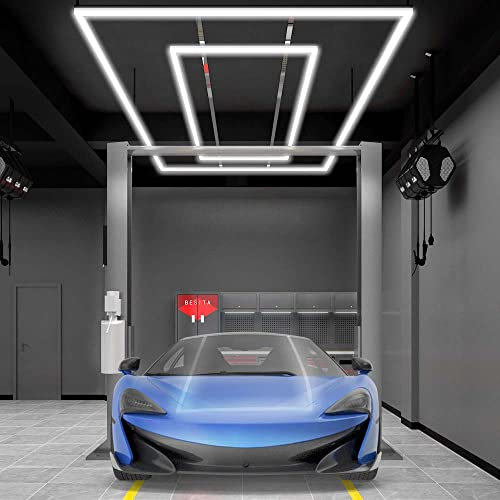 Neatfi LED Lights, 35,200 Lumens Ceiling-Mounted Lights, 320W, IP54, Shop Light for Garage, Workshop, Barbershop, Beauty Salon, Showrooms, Basements, Gaming & Gym Lighting (2 Rectangles, Cool White)