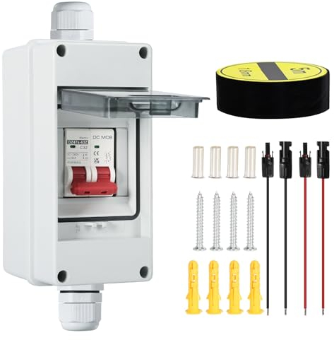 DEWIN Leitungsschutzschalter 32A, DC Trennschalter Solar DC Sicherungsautomat mit IP65 Gehäuse für PV Anlage 2P 32A DC 1000V