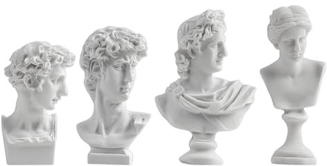 ASUNFO Griechische Mini-Statue, griechische Mythologie-Figuren, Miniatur-griechische Büste, Kunstharz-Skulpturen für Zuhause, Büro, Dekoration, David Venus Apollo