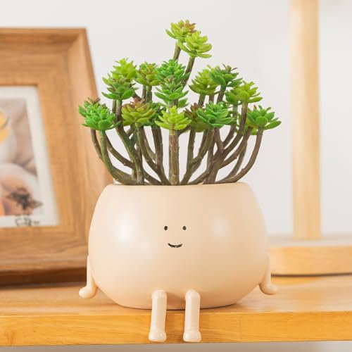 COTYNI Macetas para Sentarse, macetas suculentas, macetas de Cabeza de 4.7 Pulgadas para Plantas de Interior, Bonitas macetas de Resina con Agujero de Drenaje, Maceta única para Cactus, macetas