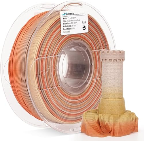 AMOLEN PLA 3D Drucker Filament, Marble PLA Filament 1.75mm, Sauber Gewickeltes Filament, Kompatibel Mit 3D FDM Druckern, Maßgenauigkeit +/- 0.02 mm, 1KG Spule(2.2Pfund)