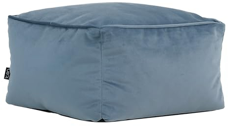 Icon Amara Hocker, Hellblau, Flauschiger Samt Stoff, Samt Sitzsack, Sitzpuff Hocker mit Füllung, Fußhocker für das Wohnzimmer, Deko Wohnzimmer