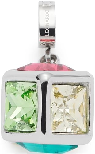 JEWELS BY LEONARDO Anhänger Clip & Mix Cubo • Ketten-Anhänger aus silberfarbenem Edelstahl • Würfel-Charm mit 6 verscheiden farigen Seiten • Clip S (3,5 mm Ø) • Schmuck Geschenk für Frauen • 023621