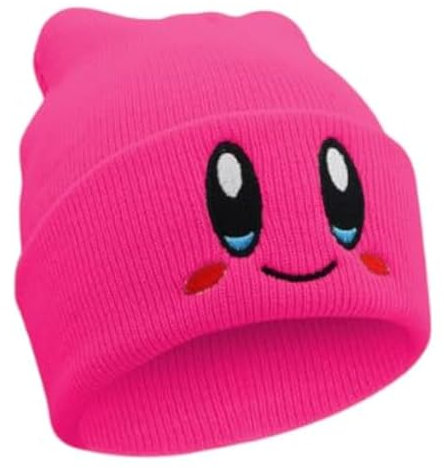 JILANI HANDICRAFT Kirby Beanie für Erwachsene, Anime-Hut, Zubehör, Kawaii, Größe M, Knallpink (Hot Pink), MEDIUM