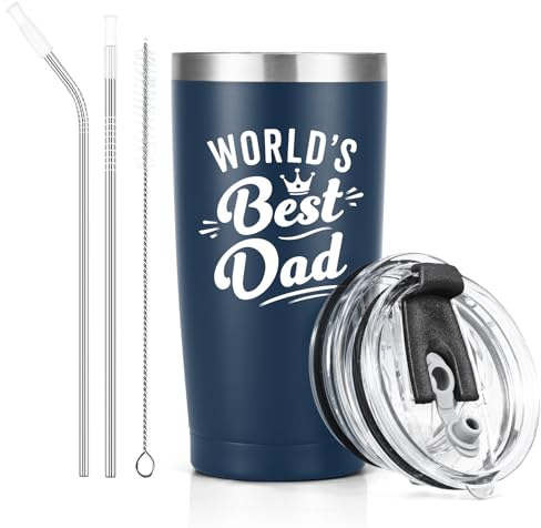 Livole Best Dad Gifts, Father s Day Gifts from Daughter, World’s Best Dad, Fathers Day Mug, Christmas Birthday Gift for Daddy Men Who Wants Nothing, 20oz Stainless Steel Wine Glass, Travel Tumbler