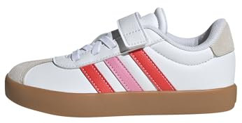adidas VL Court 3.0 Hook and Loop Shoes Kids Schuhe, FTWR White/Bright red/Bliss pink, 32 EU