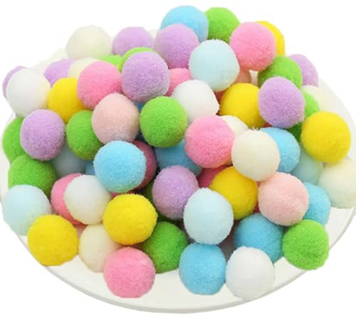 100 Stück Bunt Pompons zum Basteln, Bunt Pompons, 30mm/3cm Pompom Bälle, Pompoms zum Basteln, Pompons Bälle für DIY Kreative Handwerk Dekorationen colorful Pom Poms Pompoms (Bunt helle-30mm)